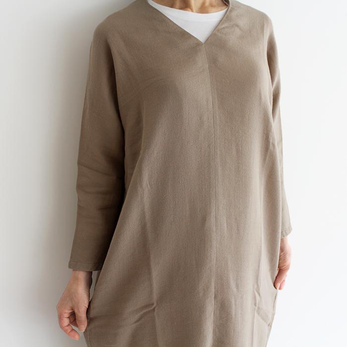 evam eva（エヴァムエヴァ） cotton v neck op コットン Vネック