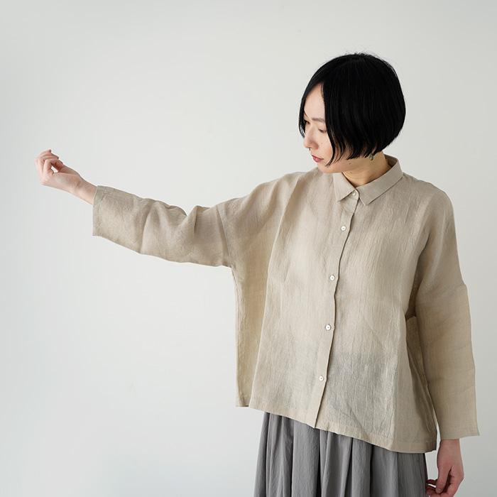 良品】evam eva エヴァムエヴァ リネンバンブー ワイドシャツ ブラウス 