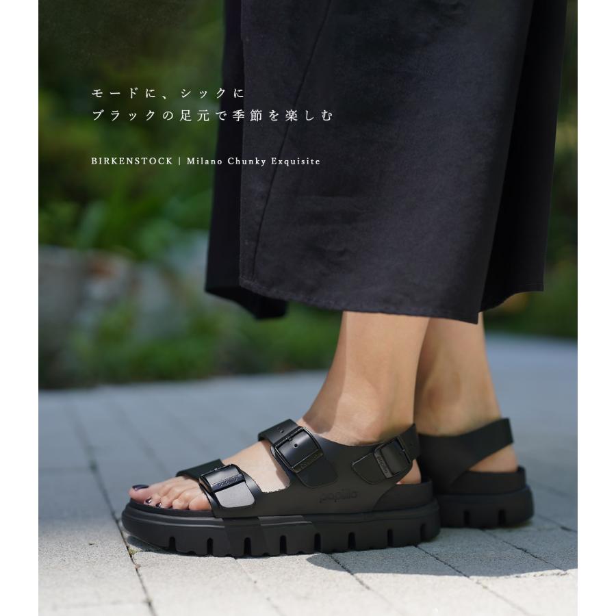 ビルケンシュトック ビルケン サンダル レディース ミラノ チャンキー EXQ ナロー ブラック 黒 BIRKENSTOCK Milano Chunky Exquisite Narrow Black 1024608｜shoeshouse92qatari｜02