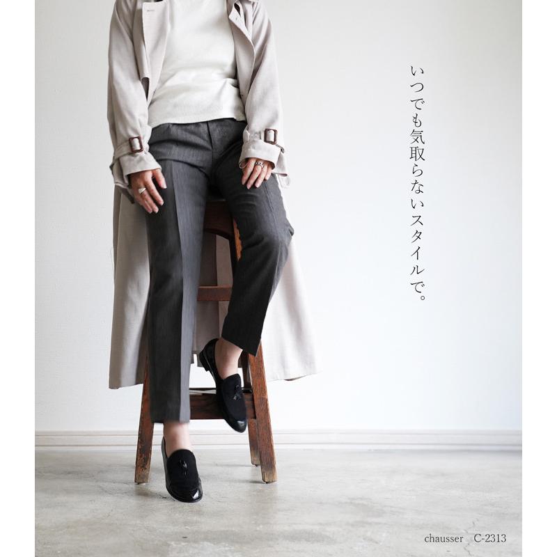 chausser（ショセ） 靴 レディース スリッポン ブラック 黒 レザー 