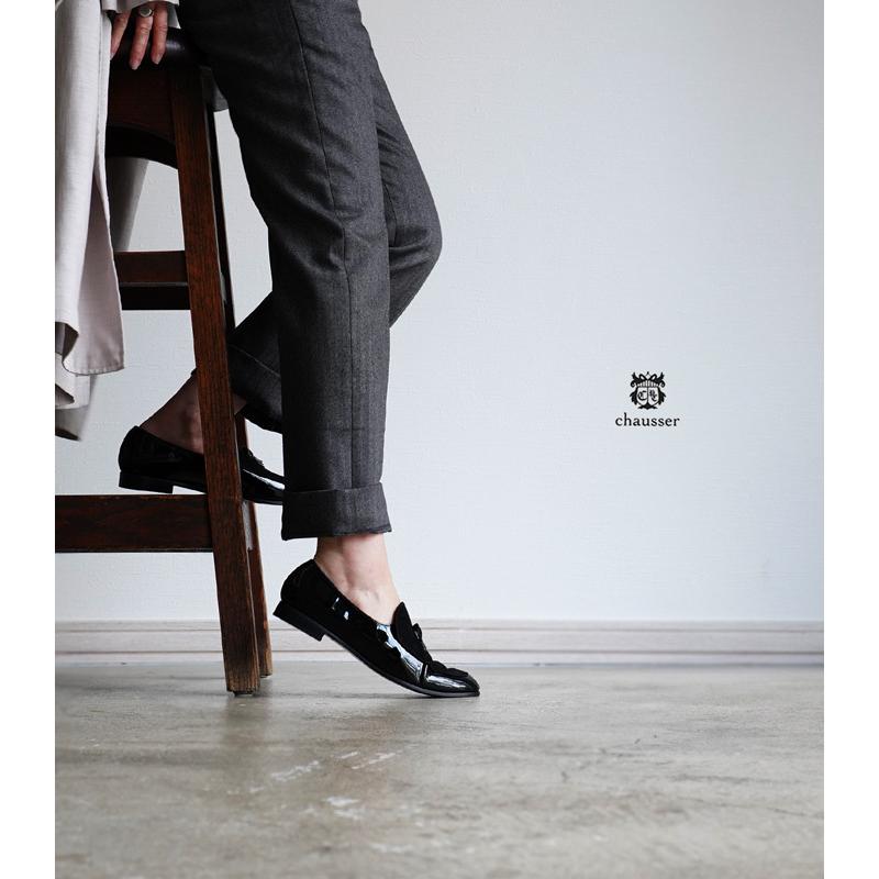 chausser（ショセ） 靴 レディース スリッポン ブラック 黒 レザー 