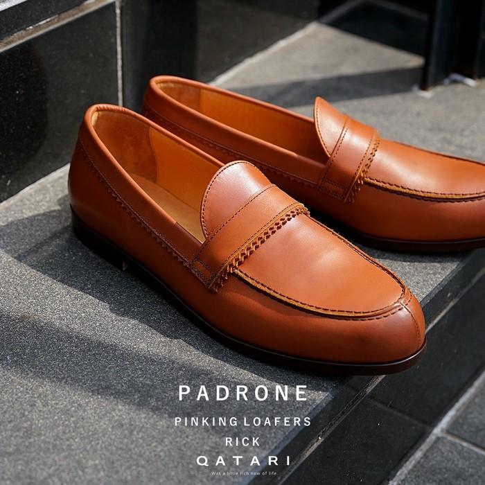 パドローネ 革靴 ピンキング ローファー リック キャメル PADRONE PINKING LOAFERS RICK BLK PU-8662