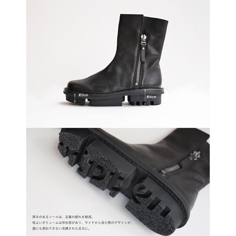 トリッペン サイドジップ プラットフォーム ブーツ ディアー ブラック trippen side zip platform boots DEER-WAW 購入特典防水スプレー付｜shoeshouse92qatari｜10