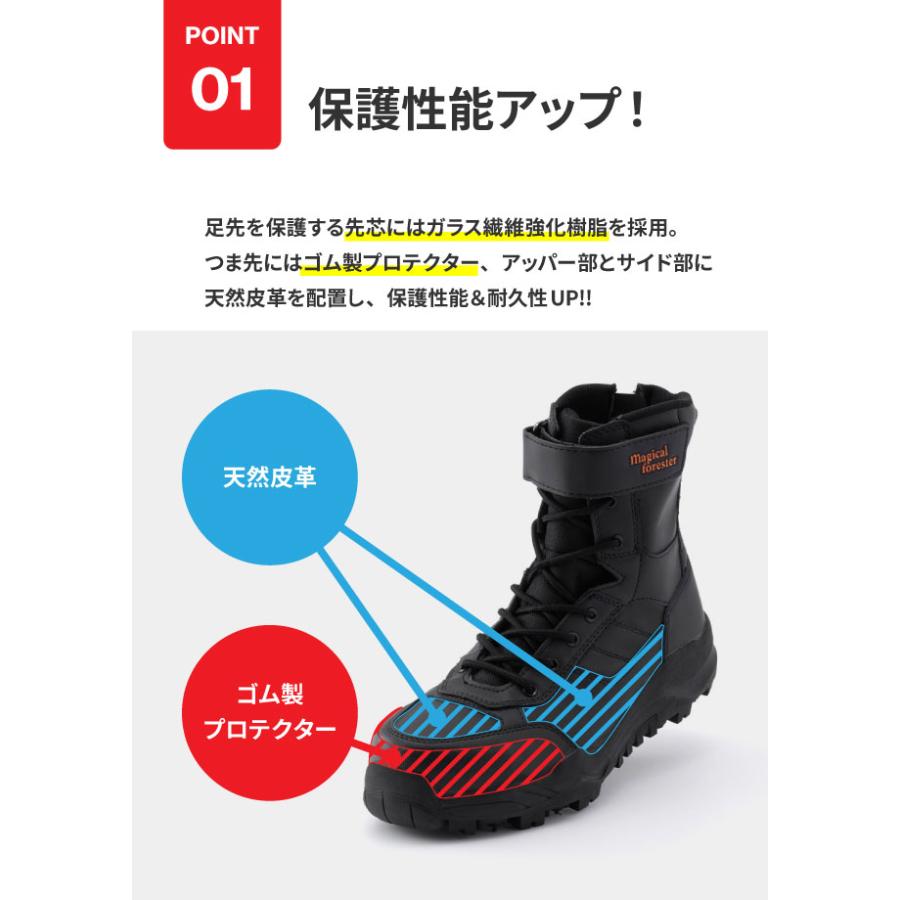ワークブーツ メンズ 安全靴 作業靴 スパイクブーツ 森林作業 樹脂先芯 4E 幅広 林業作業 丸五 マジカルフォレスター 005_4