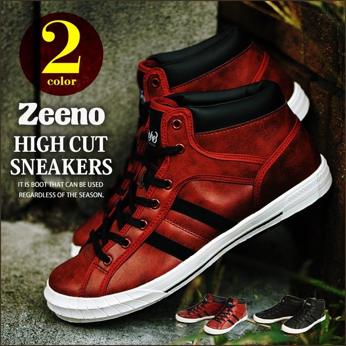ハイカットスニーカー メンズ スニーカー メンズスニーカー カジュアルシューズ ハイカット レースアップ シューズ 軽量 靴 人気 Zeeno ジーノ 在庫処分 Ze9109 Shoesquare シュースクエア 通販 Yahoo ショッピング