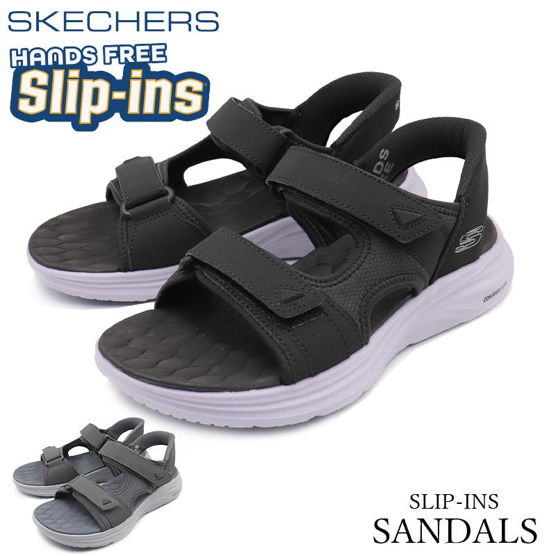 SKECHERS スリッポン サンダル ブラック SKECHERS（スケッチャーズ） サンダル メンズ 厚底 スリップインズ 靴