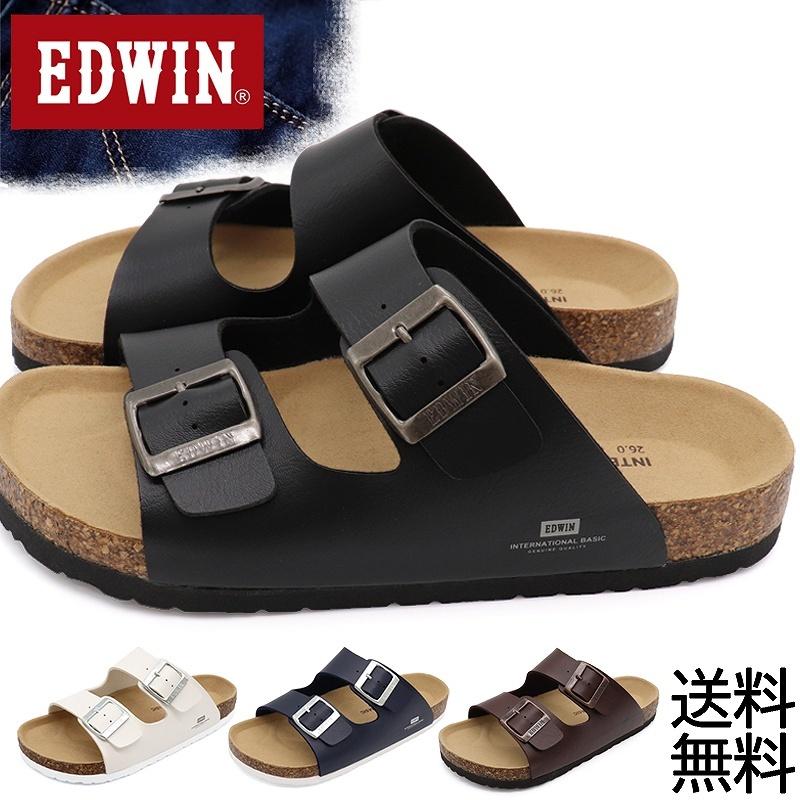 EDWIN エドウィン サンダル メンズ ベルト フットベット カジュアル コンフォート 黒 白 紺 茶｜shoesstore-reodert