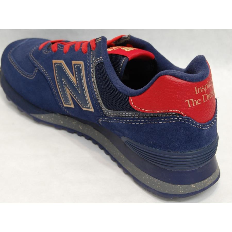 new balance 574 dark blue with team red