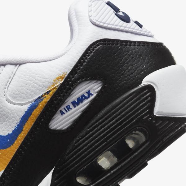 NIKE Air Max 90 GS White/Deep Royal Blue/University Gold ナイキ エアマックス 90 グレードスクール ホワイト 白 ブラック 黒 ダブル スウォッシュ USA 海外｜shoety｜08