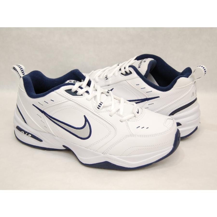 NIKE Air Monarch IV White/Metallic Silver ナイキ エア モナーク 4 ホワイト/シルバー 白 銀 レザー ダッドシューズ 超幅広 エキストラワイド 4E DAD SHOES｜shoety｜02