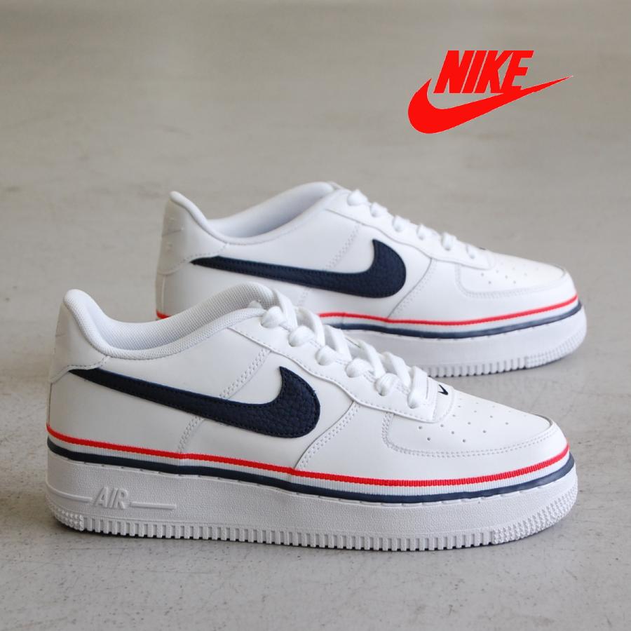 NIKE air force 1 lv8 1 gs White/Obsidian/Habanero Red ナイキ エア