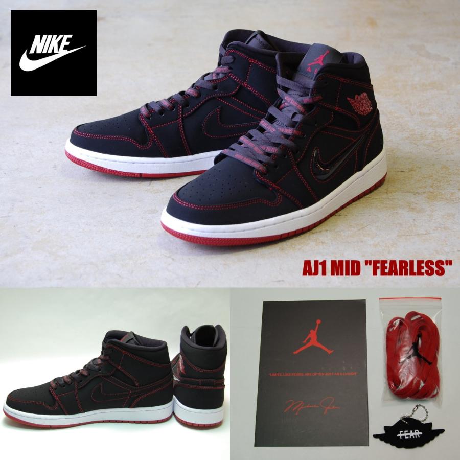 NIKE air jordan 1 mid fearless black/gym red/white ナイキ エア