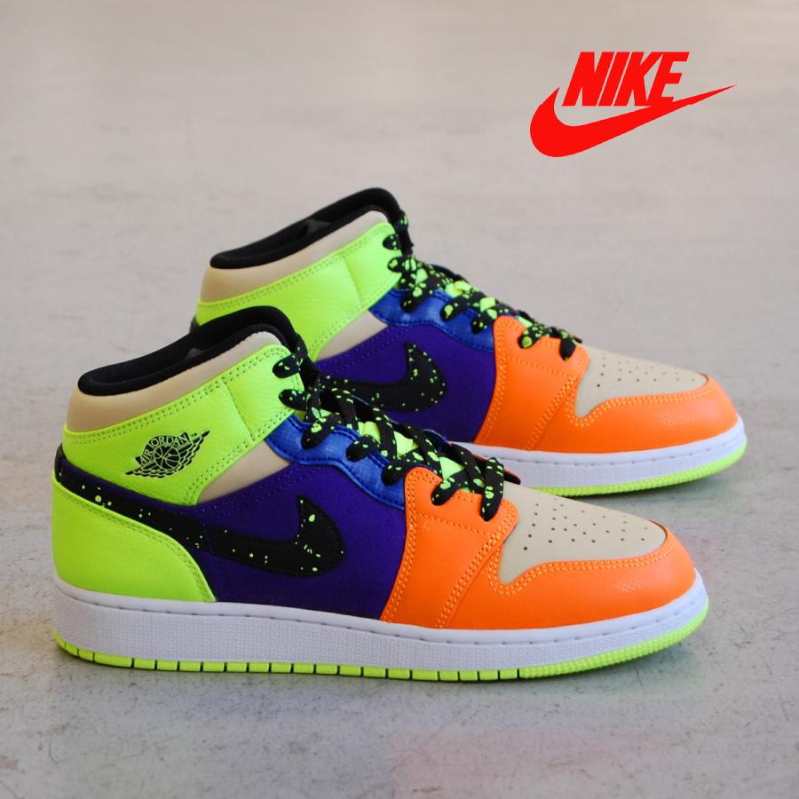 NIKE air jordan 1 mid se gs volt/black/vivid orange ナイキ エア