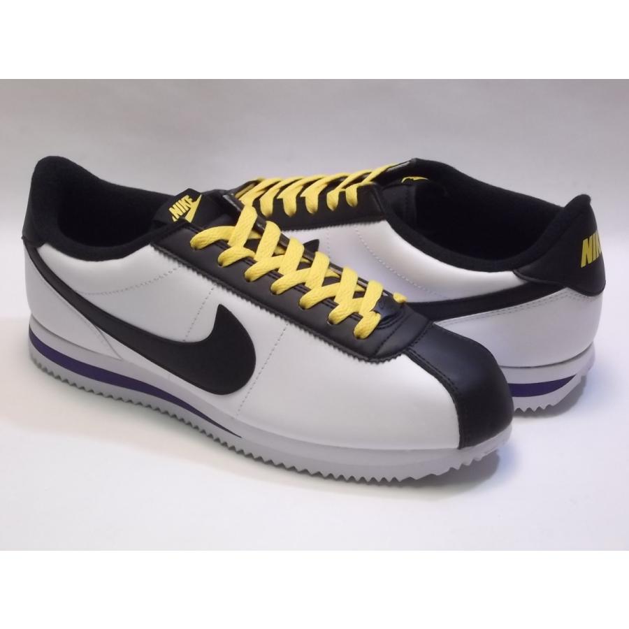 NIKE cortez basic leather white/black/amarillo ナイキ コルテッツ ベーシック レザー 白/黒/黄 LA  LAKERS レイカーズ 都市 海外 限定 日本未発売