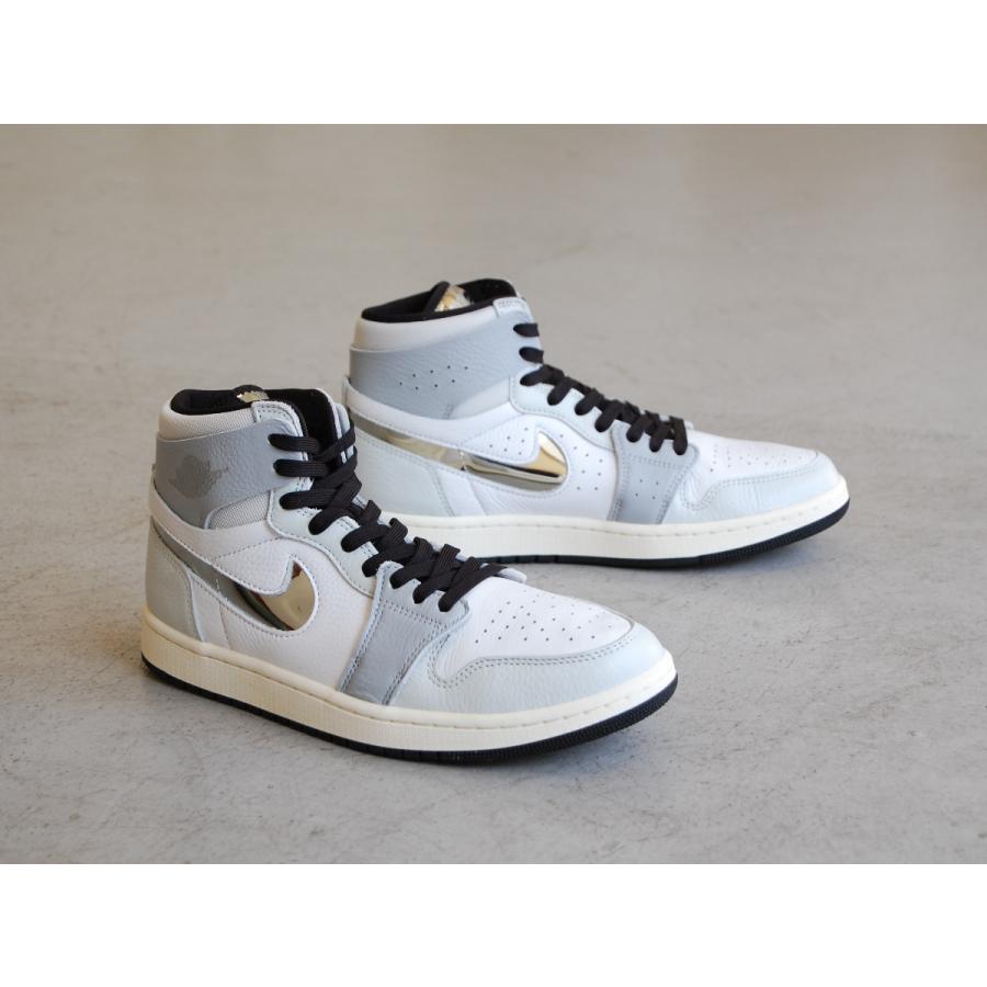 NIKE Wmns Air Jordan 1 Zoom Air CMFT 2 White/Metallic Silver ナイキ ウィメンズ エアジョーダン1 ズーム エア ミッド MID グレー シルバー USA 海外 限定｜shoety｜11