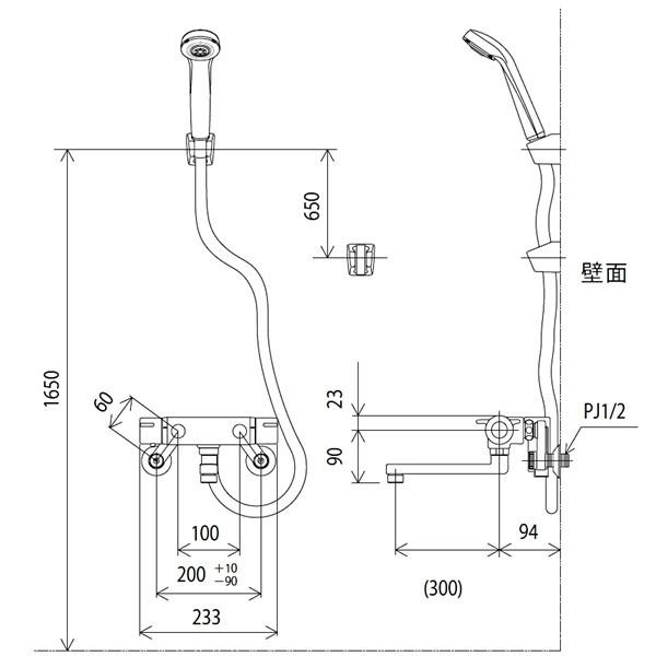 KVK 浴室用 サーモシャワー混合水栓  KF800WTR3 吐水パイプ スパウト 300mm ［寒冷地仕様］( BF-WM145T 型 同等 風呂 浴槽 バス エコ 節水 30cm)｜shofukudou｜06