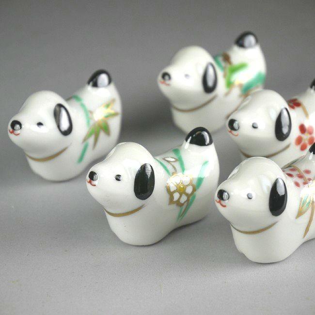 京焼 清水焼 干支戌迎春草花箸置きセット 紫泉 : 松韻堂 Yahoo!店