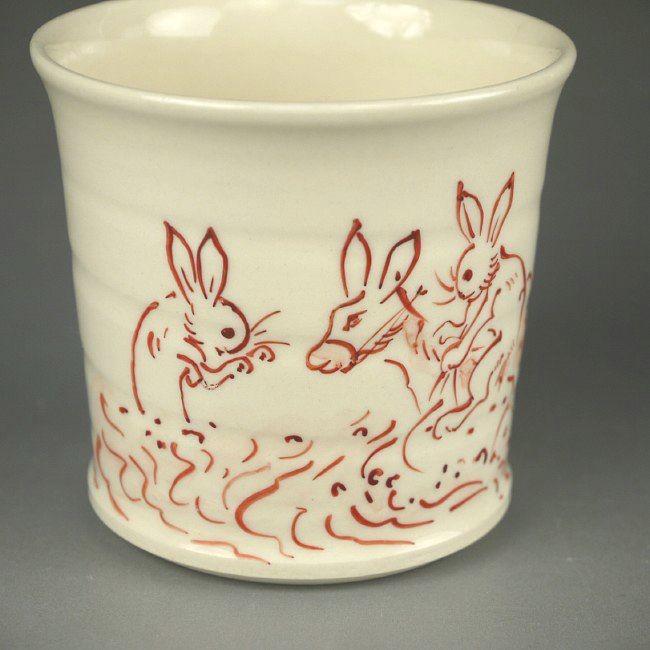 京焼 清水焼 赤絵鳥獣戯画そばちょこ f柄 : 松韻堂 Yahoo!店 - 通販