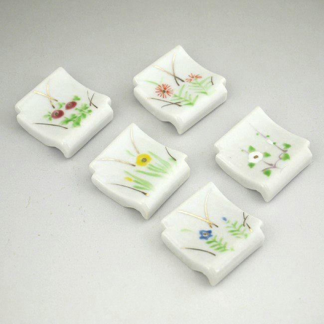 京焼 清水焼 瓦五草花箸置き セット 芳山 : 松韻堂 Yahoo!店 - 通販