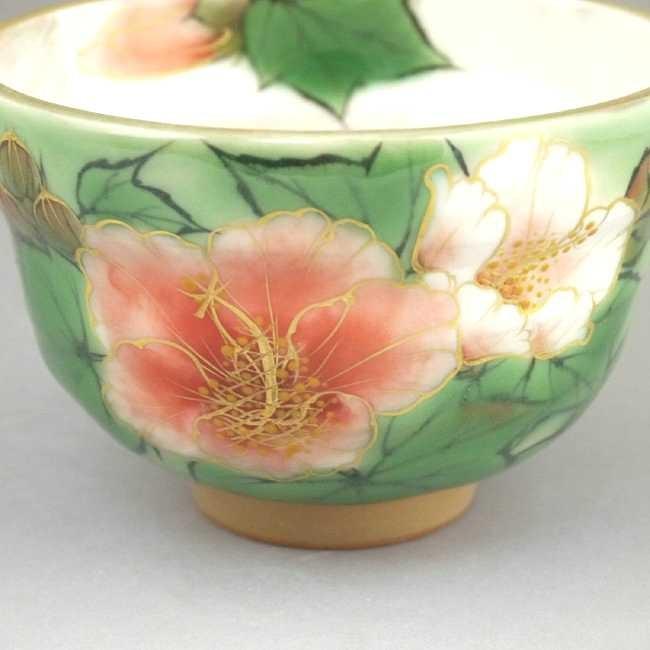 京焼 清水焼 織部五草花お茶呑茶碗 陶あん 芙蓉単品 : 松韻堂 Yahoo!店