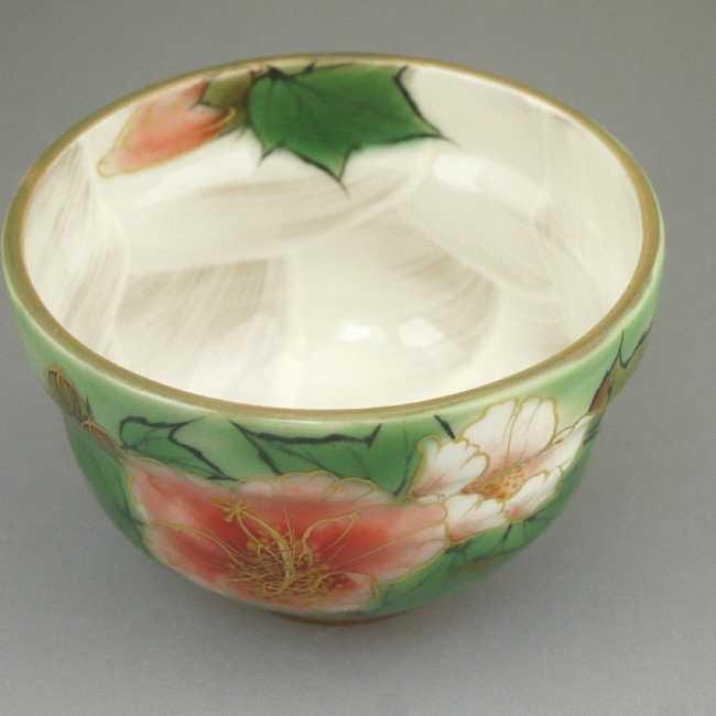 京焼 清水焼 織部五草花お茶呑茶碗 陶あん 芙蓉単品 : 松韻堂 Yahoo!店