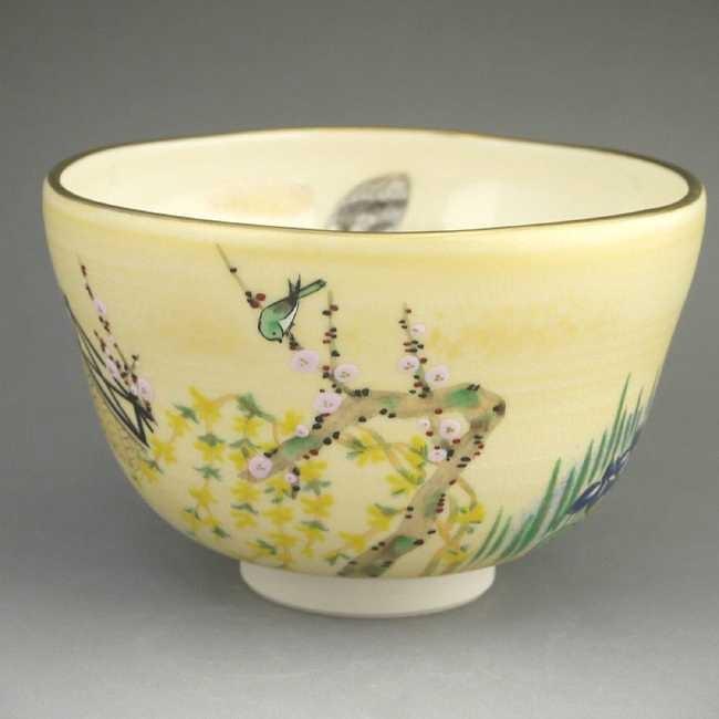 京焼 清水焼 抱一写四季花鳥図抹茶茶碗 善昇 : 松韻堂 Yahoo!店 - 通販