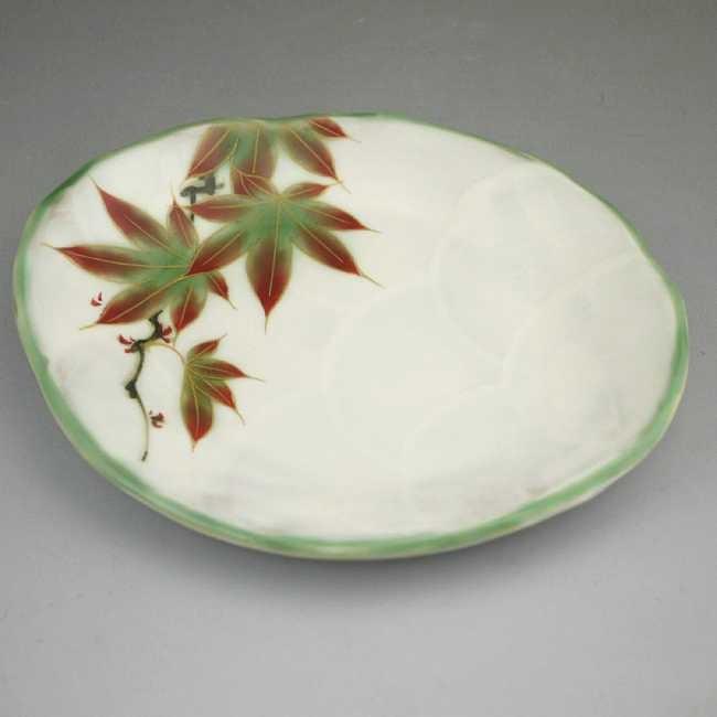 送料込み‼︎ 京焼 清水焼 「陶あん」 絵付け皿 白×紅葉 ※小皿では