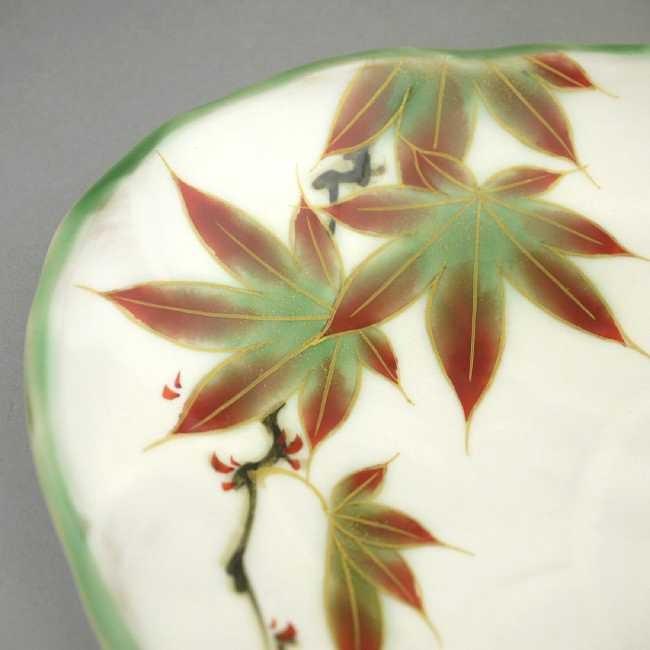 送料込み‼︎ 京焼 清水焼 「陶あん」 絵付け皿 白×紅葉 ※小皿では
