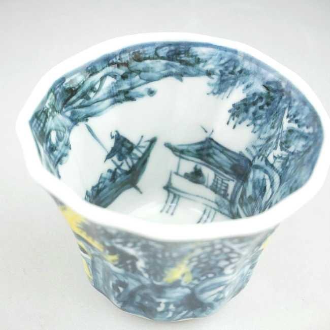 京焼   清水焼 黄濃景観ぐい呑 六斎