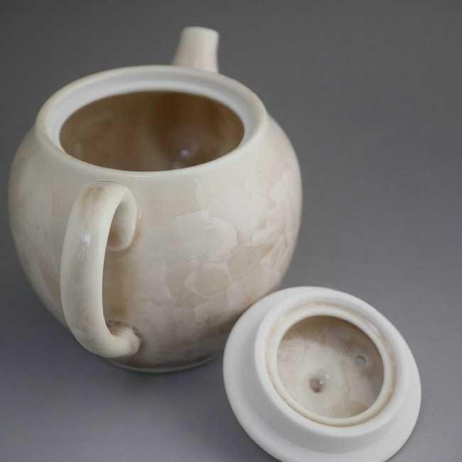 輝い京焼 清水焼 花結晶ポット 陶あん 茶 食器、グラス、カトラリー 京焼 清水焼 陶あん窯 ぐい呑 花結晶(白地青) KTA856-01