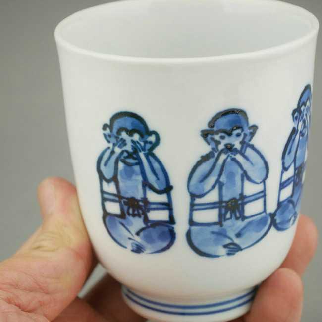 京焼 清水焼 染付三猿湯呑 芳山 : 松韻堂 Yahoo!店 - 通販 - Yahoo