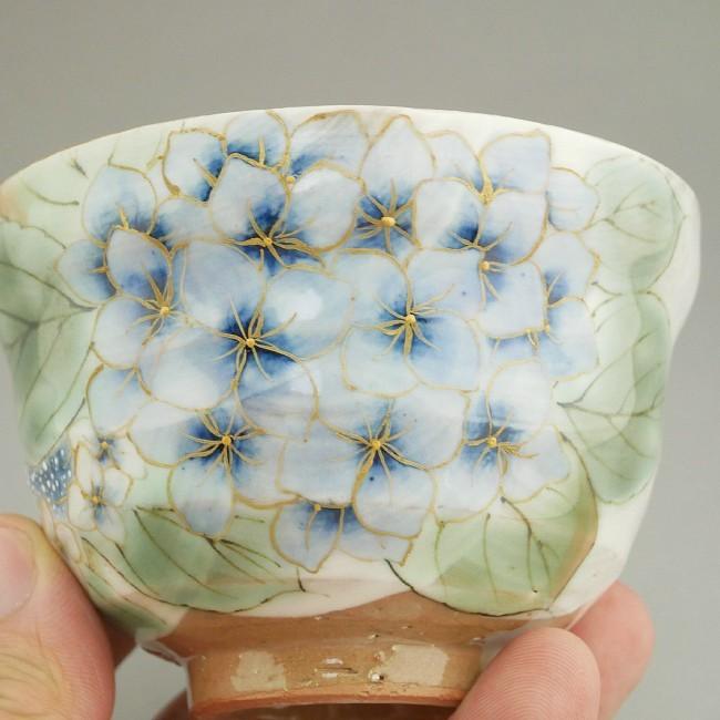京焼 清水焼 白掛あじさいお茶呑茶碗 陶あん 単品 : 松韻堂 Yahoo!店