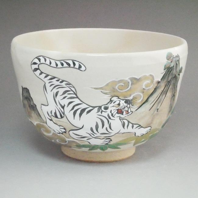 京焼 清水焼 粉引白虎の絵抹茶茶碗 善昇 : 松韻堂 Yahoo!店 - 通販