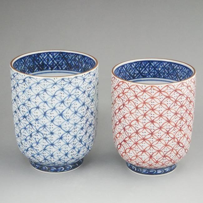 京焼 清水焼 青赤七宝夫婦湯呑 紫峰 : 松韻堂 Yahoo!店 - 通販 - Yahoo