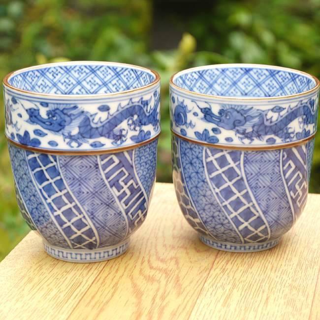 京焼 清水焼 染付祥瑞上竜文夫婦湯呑 : 松韻堂 Yahoo!店 - 通販