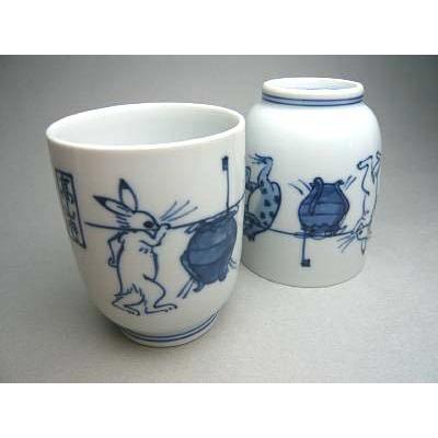 京焼 清水焼 染付 鳥獣戯画 湯のみ 小 （壺） : 松韻堂 Yahoo!店