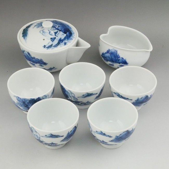 京焼 清水焼 染付山水之図 煎茶揃 昭阿弥 : 2516 : 松韻堂 Yahoo!店 
