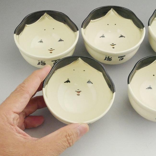 京焼 清水焼 お福 汲出碗揃え 与し三 中のサイズ : 松韻堂 Yahoo!店