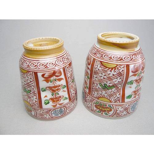 京焼 清水焼 赤絵福禄寿夫婦湯呑み : 松韻堂 Yahoo!店 - 通販 - Yahoo