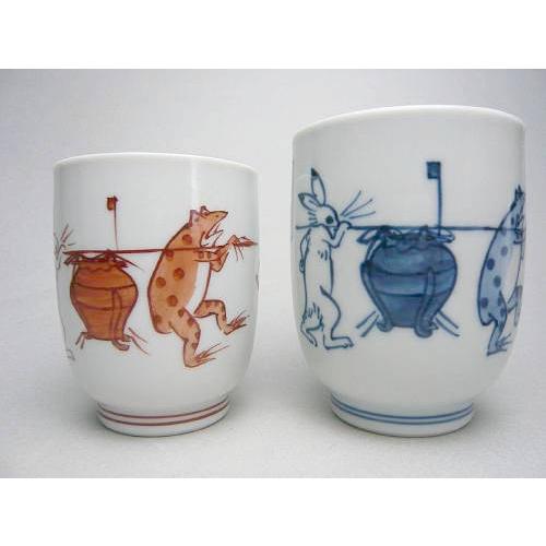 京焼 清水焼 鳥獣戯画夫婦湯のみ 青赤 : 松韻堂 Yahoo!店 - 通販 