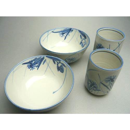 京焼 清水焼 仁清秋草夫婦湯呑＆夫婦茶碗セット : 松韻堂 Yahoo!店