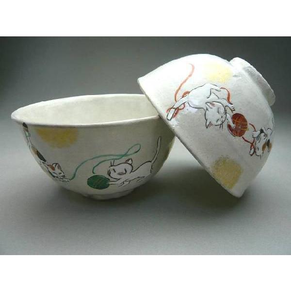 京焼 清水焼 手まり猫（まり遊び）夫婦茶碗 花月 : 松韻堂 Yahoo!店