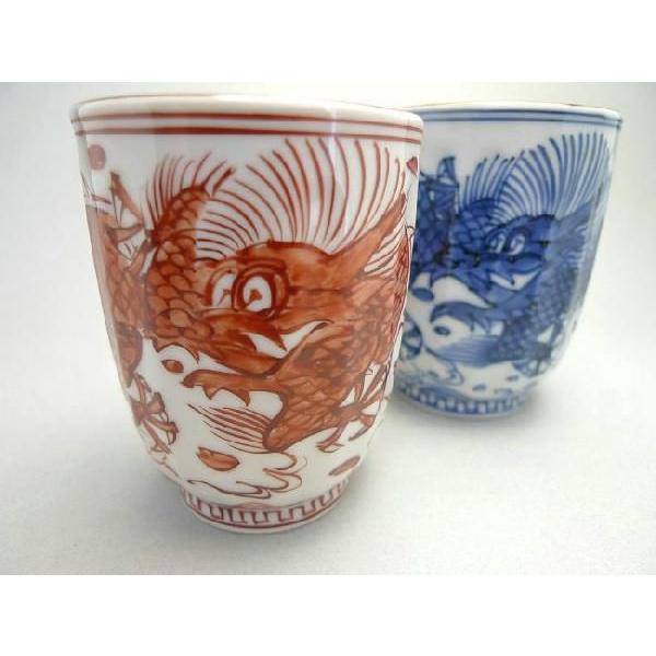 京焼 清水焼 平八龍夫婦湯呑 芳山 青赤 : 松韻堂 Yahoo!店 - 通販