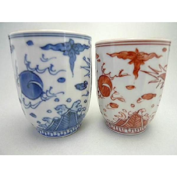 京焼 清水焼 平八龍夫婦湯呑 芳山 青赤 : 松韻堂 Yahoo!店 - 通販