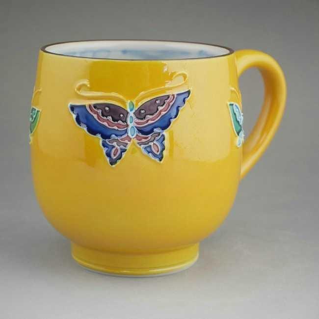 京焼 清水焼 黄交趾蝶々マグカップ 昇峰 : 松韻堂 Yahoo!店 - 通販