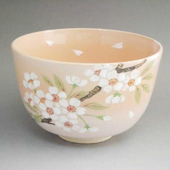 京焼・清水焼 桜さくら紋様抹茶碗