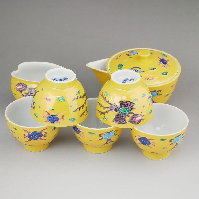 京焼 清水焼 黄交趾宝鳳凰煎茶器揃 昭阿弥 : 松韻堂 Yahoo!店 京焼 清水焼 黄交趾宝鳳凰煎茶器揃 昭阿弥 : 松韻堂 Yahoo!店