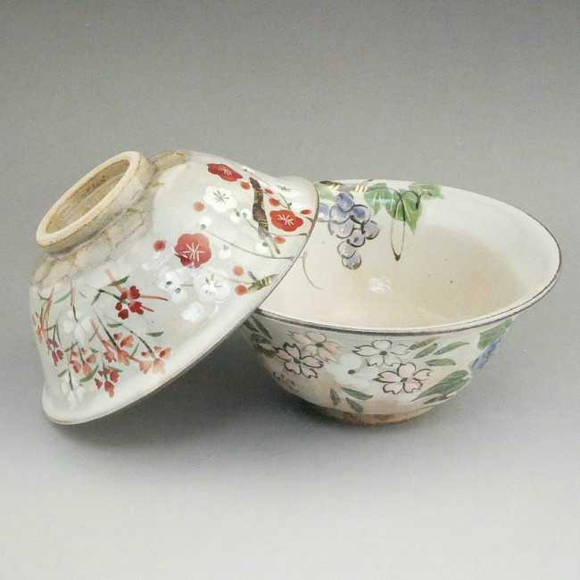 京焼 清水焼 四季草花夫婦茶碗 俊山 : 松韻堂 Yahoo!店 - 通販 - Yahoo