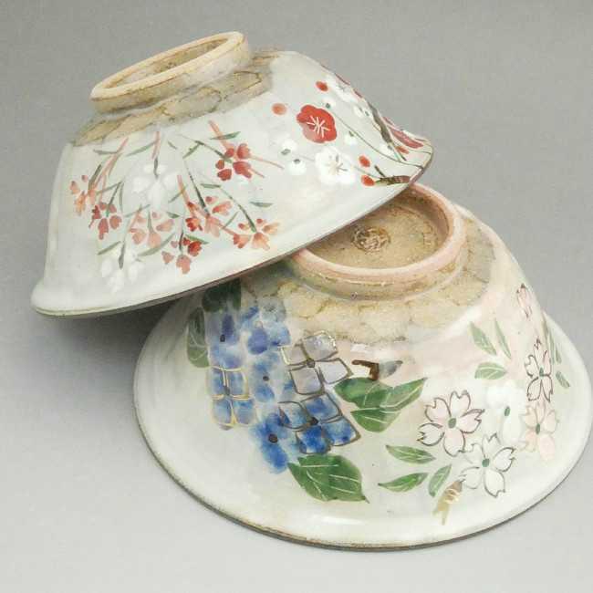 京焼 清水焼 四季草花夫婦茶碗 俊山 : 松韻堂 Yahoo!店 - 通販 - Yahoo