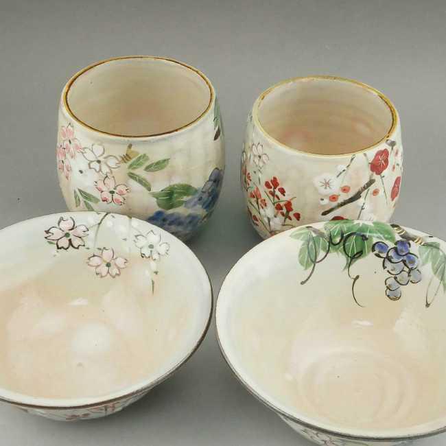京焼 清水焼 四季草花夫婦湯のみと夫婦茶碗セット 俊山 : 松韻堂 Yahoo